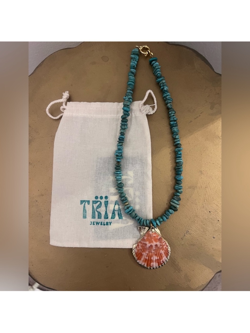 Turquoise and seashell necklace